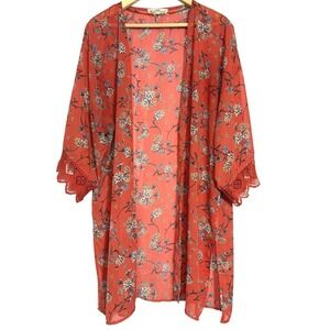 Wallflower Kimono Coverup Swim Robe Womens  XXL Garden Floral Sheer Resort Beach